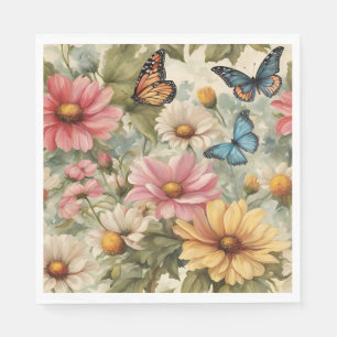 Serviette En Papier Fleurs Et Papillons Papier De Travail D'Art Napkin