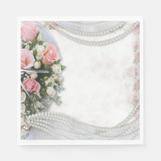 Serviette En Papier Fleurs et Perles (Devant)