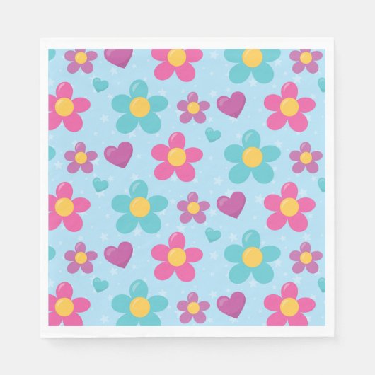 Serviette En Papier Fleurs Étoilées (Devant)