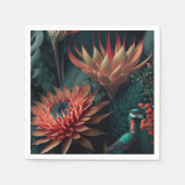 Serviette En Papier Fleurs exotiques. (Devant)