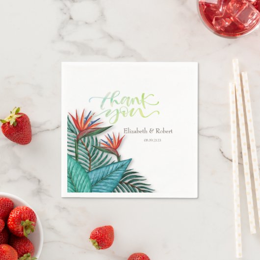 Serviette En Papier Fleurs exotiques tropicales (En situation)