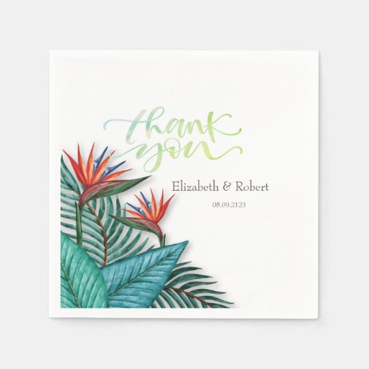 Serviette En Papier Fleurs exotiques tropicales (Devant)