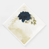 Serviette En Papier fleurs Extraordinaires en ivoire bleu marine (Coin)