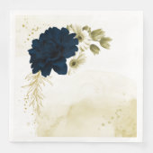 Serviette En Papier fleurs Extraordinaires en ivoire bleu marine (Devant)