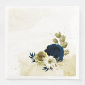 Serviette En Papier fleurs Extraordinaires en ivoire bleu marine (Devant)