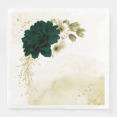 Serviette En Papier fleurs Extraordinaires en ivoire vert émeraude (Devant)
