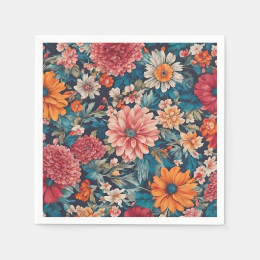 Serviette En Papier Fleurs Extraordinaires et Feuilles luxuriants. Vin (Devant)