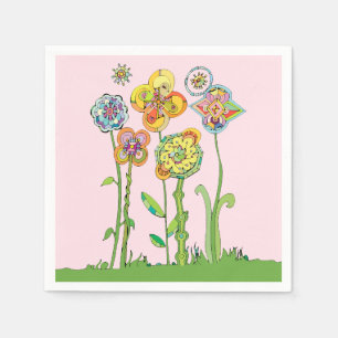 Serviette En Papier Fleurs Fantaisistes