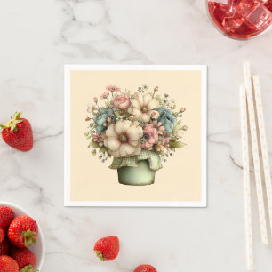 Serviette En Papier Fleurs fantaisistes dans un pot de planteur mignon