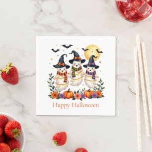 Serviette En Papier Fleurs Fantômes mignons Chats Citrouille Halloween