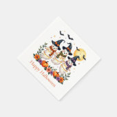Serviette En Papier Fleurs Fantômes mignons Chats Citrouille Halloween (Coin)