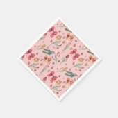 Serviette En Papier Fleurs fines Tulipes et vaches roses (Coin)