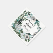 Serviette En Papier Fleurs florales blanches Verdure botanique Wreath (Coin)