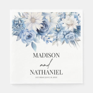 Serviette En Papier Fleurs florales bleu Dusty Mariage botanique
