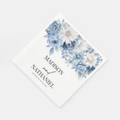 Serviette En Papier Fleurs florales bleu Dusty Mariage botanique (Coin)