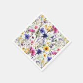 Serviette En Papier Fleurs florales fleurs sauvages Aquarelle (Coin)