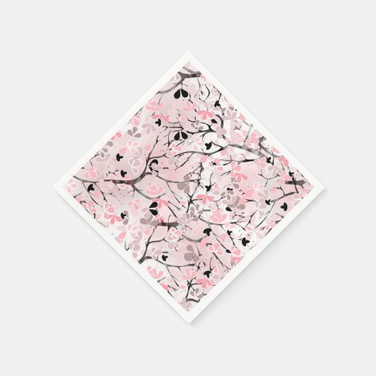 Serviette En Papier Fleurs florales pastel pastel rose feuilles à (Coin)