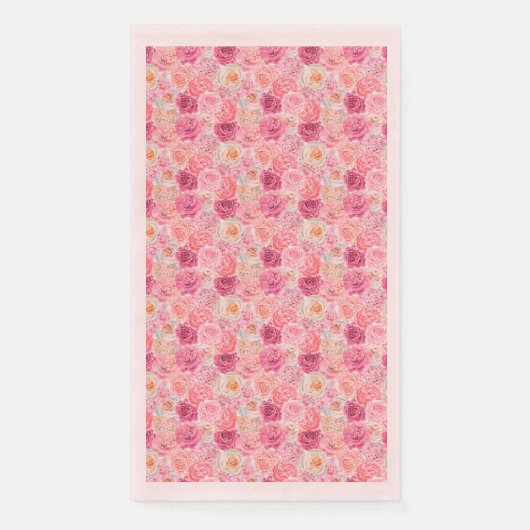Serviette En Papier Fleurs florales rose blanc magenta Élégant (Devant)
