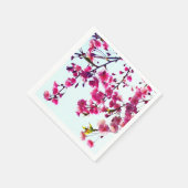 Serviette En Papier Fleurs florales roses cerisier rose (Coin)