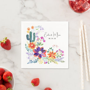 Serviette En Papier Fleurs Folkart Cactus FIESTA personnalisées