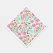 Serviette En Papier Fleurs folkloriques aquarelles - personnalisables (Coin)