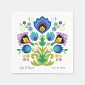 Serviette En Papier Fleurs folkloriques polonaises Lavande bleue (Devant)