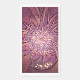 Serviette En Papier Fleurs fractales modernes abstraites Couleurs de b