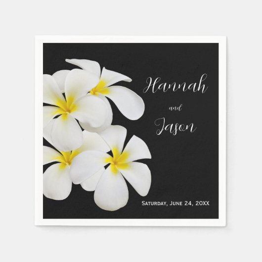 Serviette En Papier Fleurs Frangipani Blanches, Tropical, Mariage Flor (Devant)