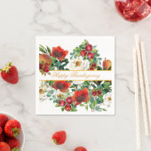 Serviette En Papier Fleurs, fruits et baies rouges Thanksgiving (En situation)