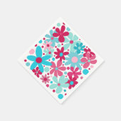 Serviette En Papier Fleurs funky bleu et rose (Coin)