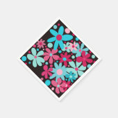 Serviette En Papier Fleurs funky bleu et rose (Coin)
