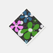 Serviette En Papier Fleurs funky en vert, rose & bleu (Coin)