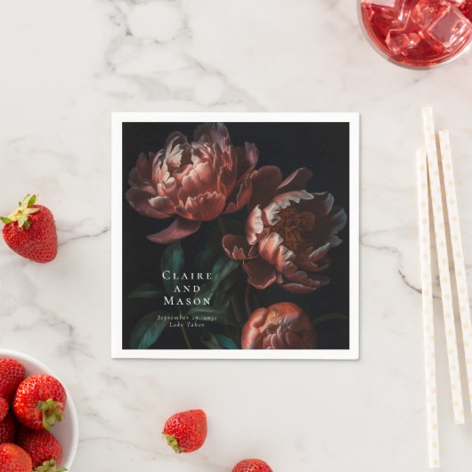 Serviette En Papier Fleurs gothiques romantiques Moody Mariage (En situation)