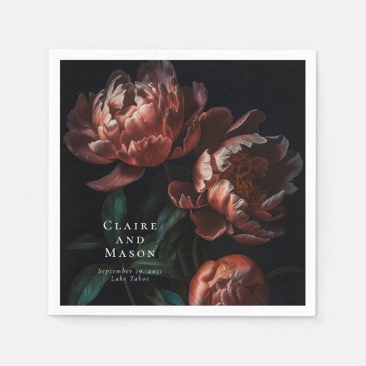 Serviette En Papier Fleurs gothiques romantiques Moody Mariage (Devant)