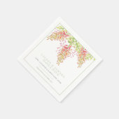 Serviette En Papier Fleurs Grevillea aquarelle mariage vert blanc (Coin)
