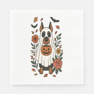 Serviette En Papier Fleurs Halloween Doberman Pinscher