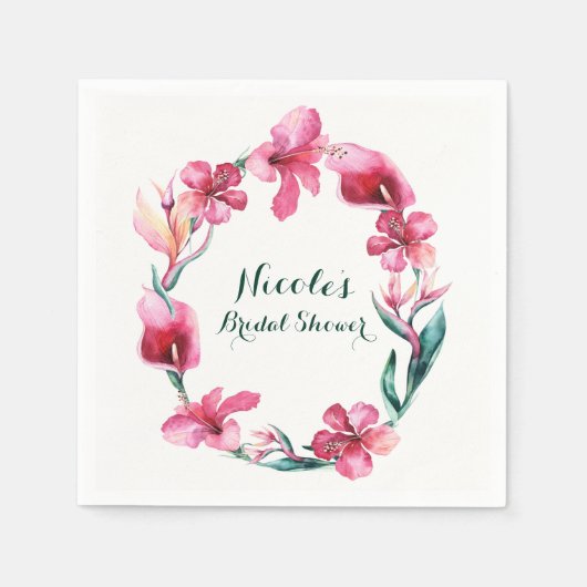 Serviette En Papier Fleurs hawaïennes tropicales Soirée de mariage élé (Devant)