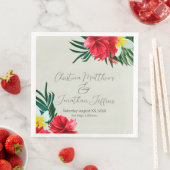 Serviette En Papier Fleurs hawaiiennes tropicales sur un site élégant (En situation)