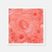 Serviette En Papier Fleurs incorporées-Tangerine-COCKTAIL NAPKINS (Devant)