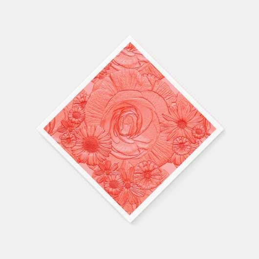 Serviette En Papier Fleurs incorporées-Tangerine-COCKTAIL NAPKINS (Coin)