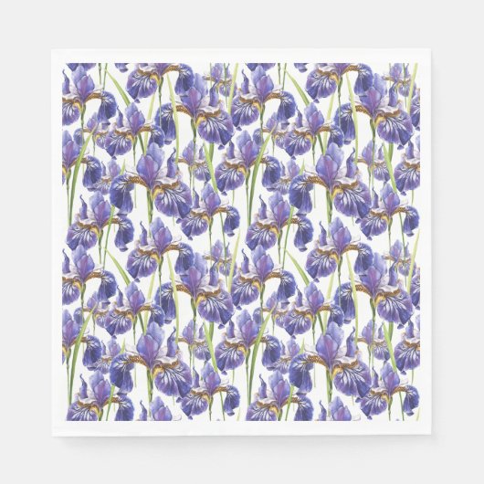 Serviette En Papier Fleurs Iris Violettes (Devant)