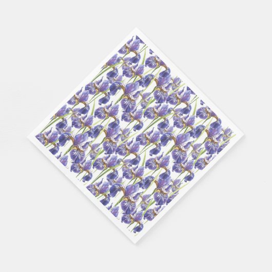 Serviette En Papier Fleurs Iris Violettes (Coin)