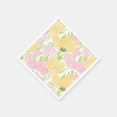 Serviette En Papier Fleurs Jaune Rose  (Coin)