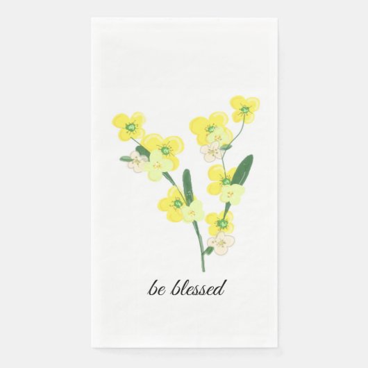 Serviette En Papier Fleurs Jaunes à Bénir (Devant)