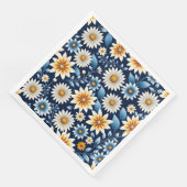 Serviette En Papier Fleurs jaunes et Motif bleu (Coin)