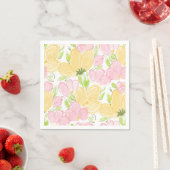 Serviette En Papier Fleurs jaunes roses  (En situation)