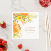Serviette En Papier Fleurs Jaunes Rustiques Fête des mariées aquarelle (En situation)