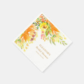 Serviette En Papier Fleurs Jaunes Rustiques Fête des mariées aquarelle (Coin)