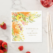 Serviette En Papier Fleurs Jaunes Rustiques Mariage d'aquarelle (En situation)