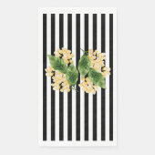 Serviette En Papier Fleurs jaunes sur rayures noir et blanc (Devant)